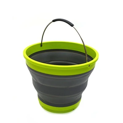 Image of SAMMART 10L Collapsible Plastic Bucket Foldable Round Tub Portable Fishing Water Pail Space Saving Outdoor Waterpot, (Dark Grey)