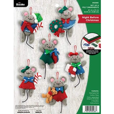 Image of Bucilla Felt Applique Ornament Kit, Night Before Christmas, Set of 6