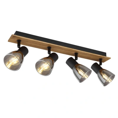 Image of Claude Ceiling Spotlight Bar Dark Brown Smoke Glass Shade 4x E14