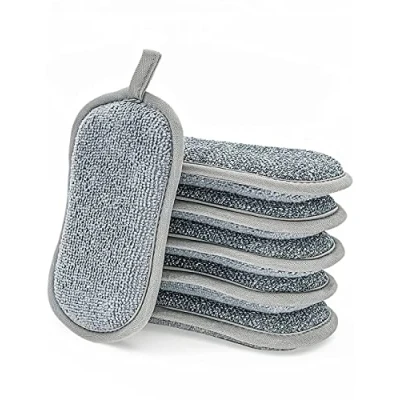 Image of 6 Pack Reusable Washing Up Sponge, Non Scratch, Dual Sided Kitchen and Bathroom cleaning products, 10x8cm Eco Friendly, Long Lasting Dish Multi surface Pads Cleaners