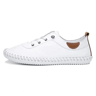 Image of Lunar St Ives Leather Plimsoll 5 UK White