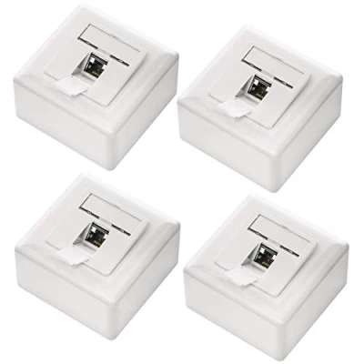 Image of deleyCON 4x CAT 6a Universal Network Socket 1x RJ45 Port Shielded Surface or Flush 10 Gigabit Ethernet EIA/TIA 568B White