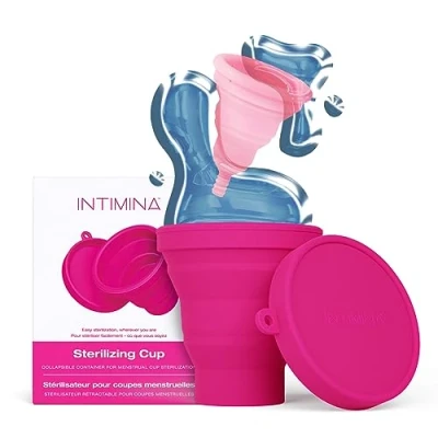 Image of Intimina Sterilizing Cup Collapsible Container for On The Go Menstrual Cups Sterilization, Sterilizer, Period Copa Kit