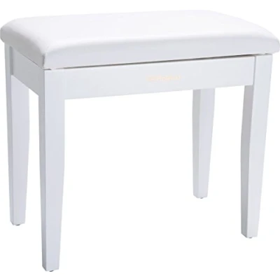Image of Roland Piano Bench In Satin White with Vinyl Seat And Music Compartment Rpb 100Wh