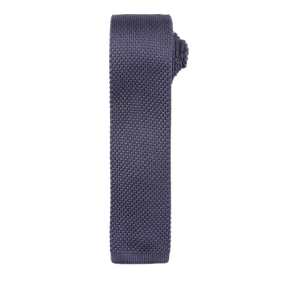 Image of Premier Mens Slim Textured Knit Effect Tie (Steel) Grey One Size