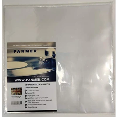Image of 12&quot; Outer Clear Vinyl Record Sleeves Polypropylene 80 Micron x 100