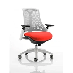 Image of Flex Task Operator Chair White Frame Back Bespoke Colour Seat Tabasco Orange