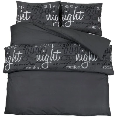 Image of vidaXL Duvet Cover Set Black 140x200 cm Cotton