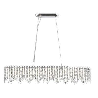Image of Belize 10 Light Oblong Chrome Crystal Bar Pendant Ceiling
