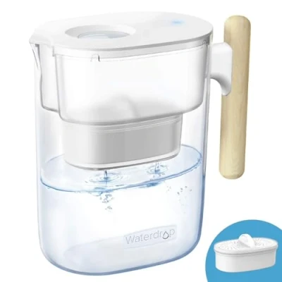 Image of Waterdrop Chubby Water Purifier Filter Jug with 3 Months Filter, 3.5L, Reduces Fluoride, Chlorine and More, NSF Certified, BPA Free, Clear (Replacement Filter: WD PF 01A Plus)