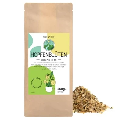 Image of Hops Cut 250g 8.8 oz by Alpi Nature, Dried Plant, Petals, Humulus Lupulus, Loose Tea, Hop Plant Flowers for Preparation of Tea