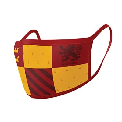 Image of Pyramid International Unisex Harry Potter Gryffindor Face Mask Covering Twin Pack, Red/Yellow/Black, One Size UK