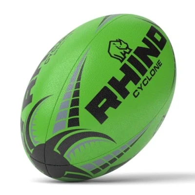 Image of Rhino Cyclone XV Training Rugby Ball, Fluo Green, Size 3