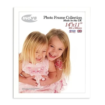 Image of Inov8 British Made Real Wood Picture/Photo Frame 14x11&quot; Inch(35x27cm) Auckland 20mm Pine White