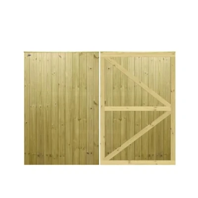 Image of MADE TO MEASURE Wooden Double Driveway Gates Pair Bespoke Ultra Strong Full Framing with Interlocked Tongue &amp; Groove Boards Flat Top Design