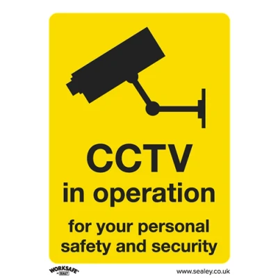 Image of Worksafe Warning Safety Sign CCTV Rigid Plastic Pack of 10