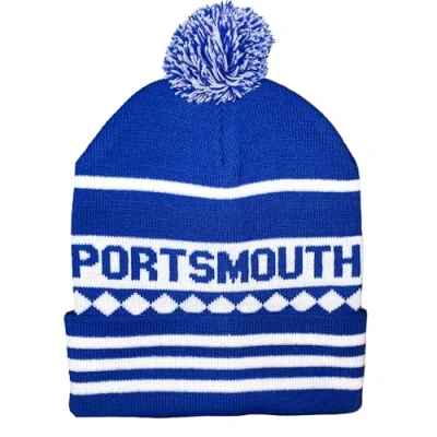 Image of Portsmouth Blue and White Ski Bobble Hat Stylish Winter Beanie for Pompey Football Fans Ultimate Comfort Warmth