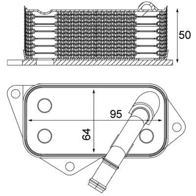 Image of 11427525333, 7525333 Oil Cooler MAHLE ORIGINAL CLC 12 001S with gaskets/seals BMW: Z4 Coupe, 3 Convertible, Coupe