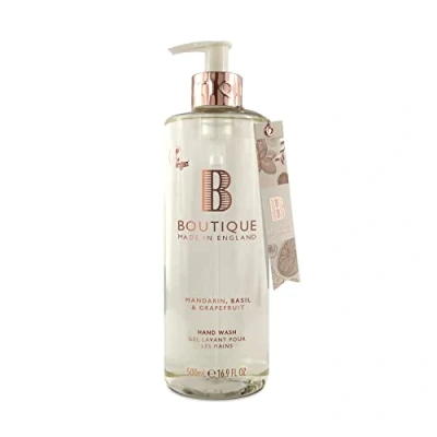 Image of Boutique Mandarin, Basil &amp; Grapefruit Hand Wash 500ml Refreshing Liquid Soap Essential Oils Vegan and Cruelty Free, No SLS or Parabens Made In England