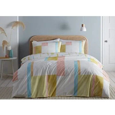 Image of Appletree Style Mariko 100% Cotton Duvet Cover Set Single Bed Size in Yellow