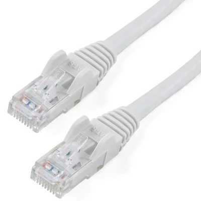Image of StarTech.com 50cm CAT6 Ethernet Cable White CAT 6 Gigabit Wire 650MHz 100W PoE RJ45 UTP Network/Patch Cord Snagless w/Strain Relief Fluke Tested/Wiring is UL Certified/TIA (N6PATC50CMWH)
