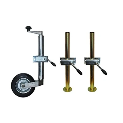 Image of leisure MART 48mm standard duty trailer caravan Jockey Wheel and clamp &amp; 2 x 34mm prop stands clamps Pt no. LMX2183