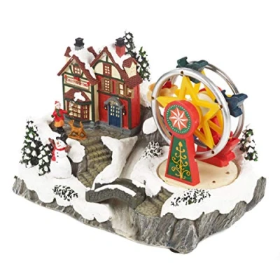 Image of Christmas Workshop LED Xmas Village With Revolving Ferris Wheel