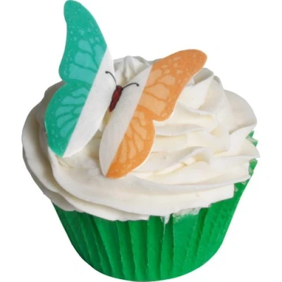 Image of 24 Edible Pre cut Wafer Butterfly Cake Toppers: Ireland