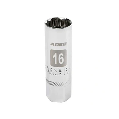 Image of ARES 11018 16mm 3/8 inch Drive Thin Wall Magnetic Spark Plug Socket 12 Point Design for Enhanced Grip and Fit Walls 2mm Thinner Than Standard Sockets
