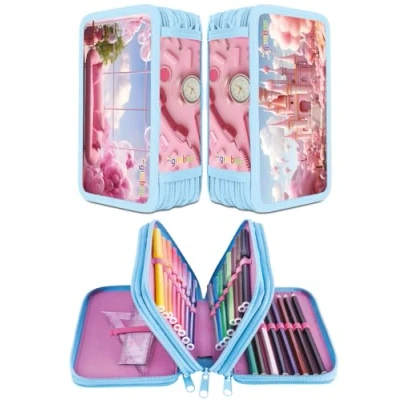 Image of gimboo School Pencil Case with Accessories, Multicoloured, 19 x 11,5 6 cm, Motif: Sweet Pink Motif