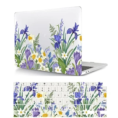 Image of Laptop Shell Case Compatible with MacBook Air 13 inch 2017 2016 2015 2014 2013 2012 2011 2010 Release A1466 A1369, Plastic Hard Cover &amp; Keyboard Purple flowers