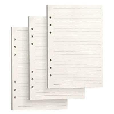 Image of PALUDO 3 Pack A5 Lined Refills Paper, 135 Sheets/270 Pages Insert Thick Refillable 6 Hole Loose Leaf Punched Paper Refill Pad for Planner