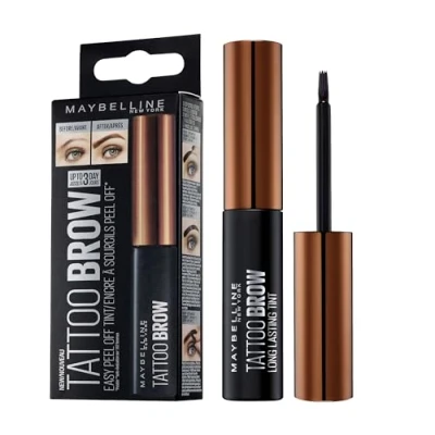 Image of Maybelline New York Tattoo Brow Peel Off Eyebrow Gel Tint, Semi Permanent Colour, Waterproof, Lasts up to 3 Days, Colour: Light Brown