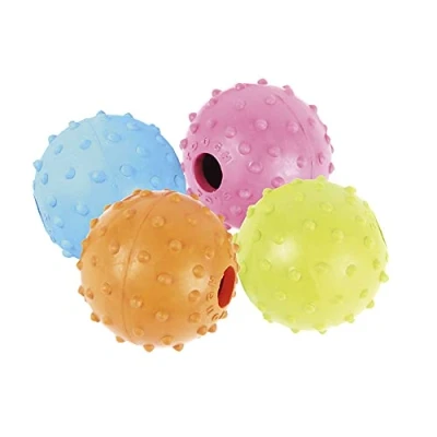 Image of 4 PACK TOUGH TOYS SMALL 2&quot; STUDDED BALL DOG PUPPY RUBBER PLAY TOY
