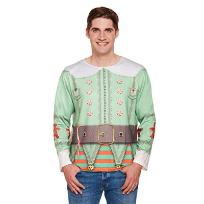 Image of HENBRANDT Christmas Elf Top (One Size) Adult&#039;s Fancy Dress Costume