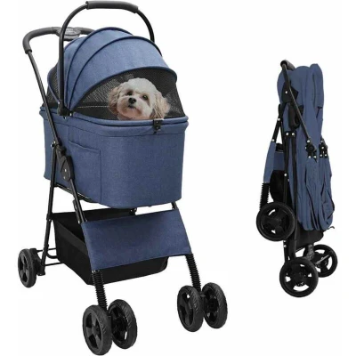 Image of Folding Pet Stroller Blue 81 x 47 99 cm Oxford fabric Vidaxl