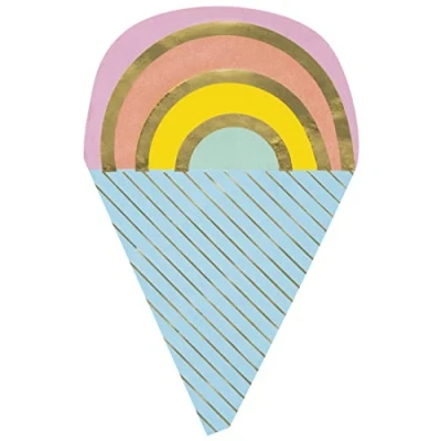 Image of Unique 16766 Shaped Paper Napkins 16.5 cm Pastel Ice Cream Summer Party 16 Count (Pack of 1), Multicolour, Mittel