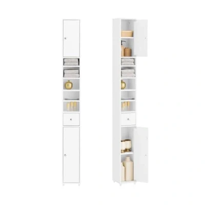 Image of SoBuy Bathroom Tall Cabinet Cupboard Storage Dark Wooden Effect W20 x D20 H180cm BZR34 PF