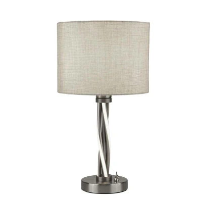 Image of Vegas 1 Light Table Lamp Satin Silver, White, E27