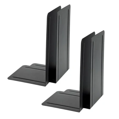 Image of ALCO 4303 10 4 Metal Bookends, Pack of 4, Black, 14 x 24 13 cm, for School, Office and Home