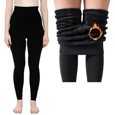 Image of ARG Thermal Leggings for Womens Warm Bottoms, Thick Ultra Soft Fur Fleece Lined Pants in Cold Weather Trousers Women Girls UK Plus Size (18 20, Black)