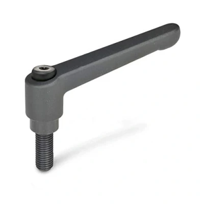 Image of Ganter Standard Elements Adjustable Clamping Lever with Thread Screw (Pack of 1, Black/Strukturmatt, Green 300 92 M10 20 Black