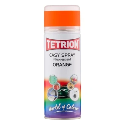 Image of Tetrion Easy Spray Fluorescent Orange Paint 400 ml Quick Dry, Multi Surface Acrylic for Interior &amp; Exterior Use Bright Vibrant Finish Wood, Metal, Plastic, Ceramic