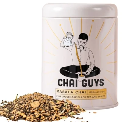 Image of Masala Chai Tea CTC BOP Loose Leaf with Cinnamon, Cardamom, Ginger Root, Fennel Seeds, Black Pepper &amp; Cloves 200g Aromatic Spiced Indian Spice Mix Guys, 28 Cups