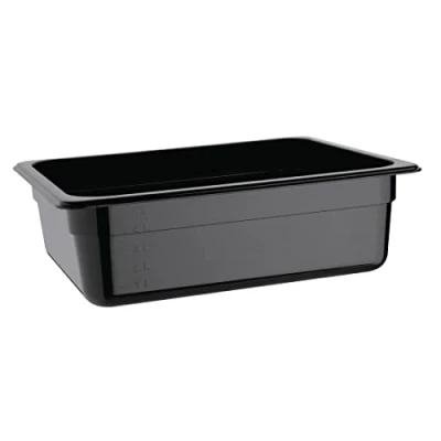 Image of Vogue 1/2 Gastronorm Container 100mm 6 Litre Black Catering Food Storage Pan