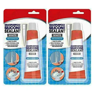 Image of Waterproof Silicone Sealant White 70Gm Easy To Apply Ideal For Small Job Kitchen And Bathroom General Purpose Pack of 2
