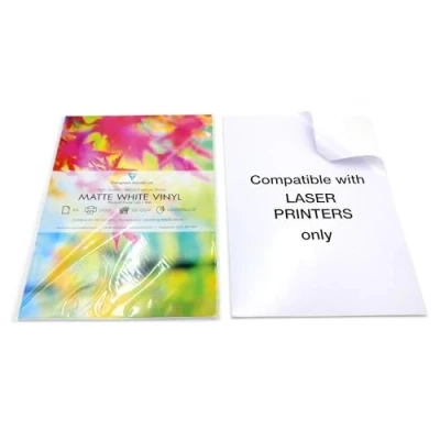 Image of EVG 20 Sheets of A4 Self Adhesive Matte White Vinyl Sticker Paper Laser Printable Labels PVC Material Waterproof Ideal for Creating Signs, Labels, Stickers and More