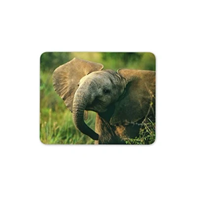 Image of Destination Vinyl ltd Adorable Baby Elephant Mouse Mat Pad Elephants Mum Sister Computer #13014
