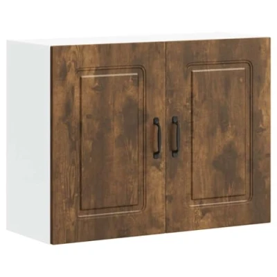 Image of vidaXL Kitchen Wall Cabinet Kalmar Smoked Oak Engineered Wood Cabinet/Storage Solution 60x31x60cm Modern Flat Panel Doors for Kitchen/Living
