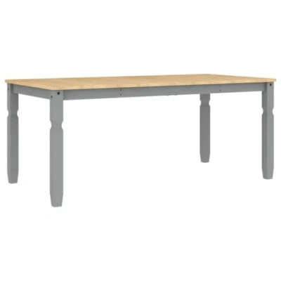 Image of vidaXL Corona Grey Dining Table 180x90x75 cm Solid Pinewood with Honey Wax, Farmhouse Style Room Furniture, Easy Clean